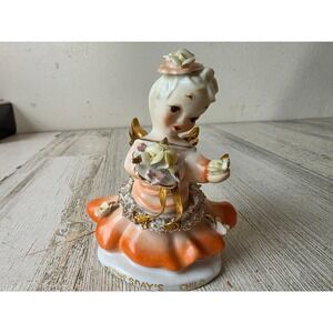 Vintage lefton Wednesday's child flower girl k8281 Angel cherub statue figurine
